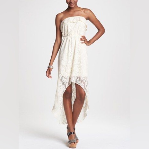 Trixxi Dresses & Skirts - Trixxi White Lace Strapless High/Low Dress Size Medium